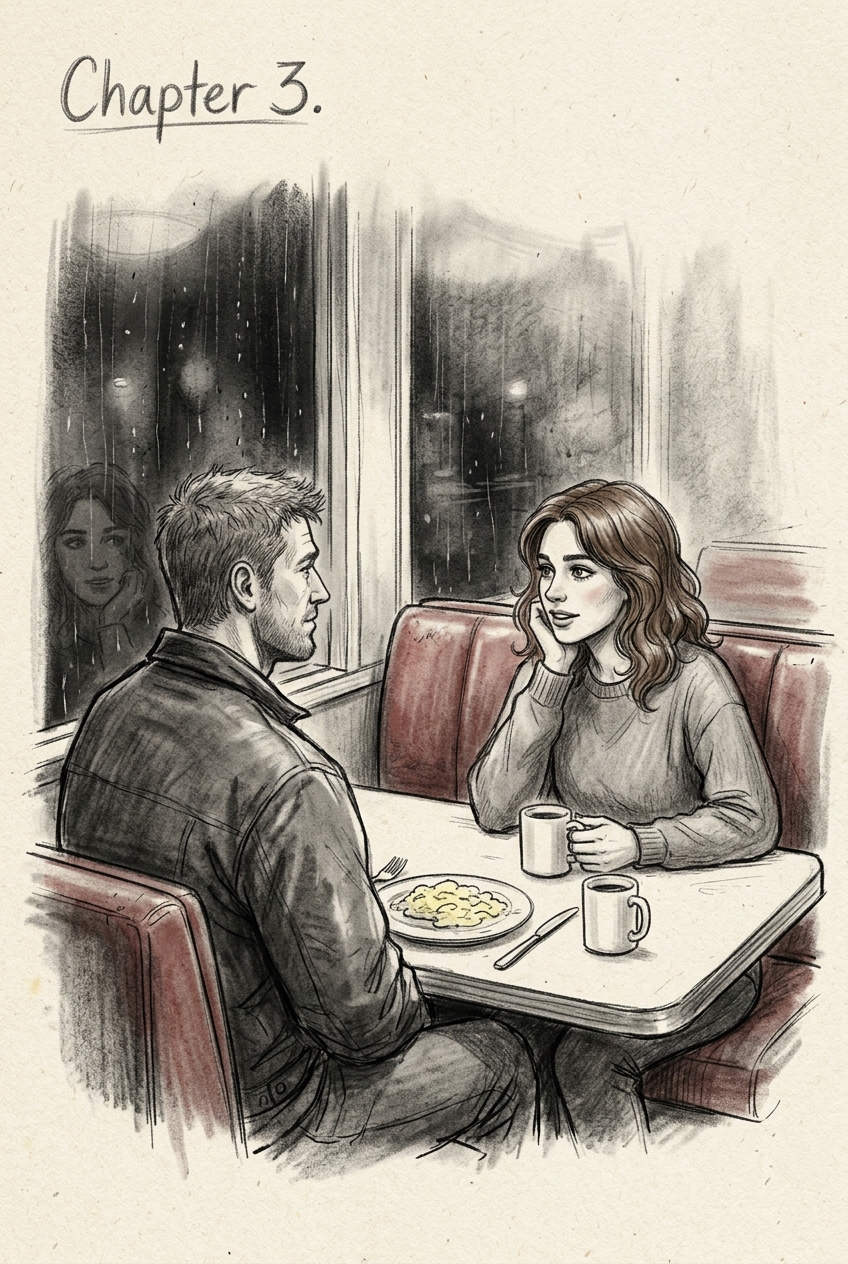 Delmore Diner Lunch: Thomas and Maya in a worn vinyl booth